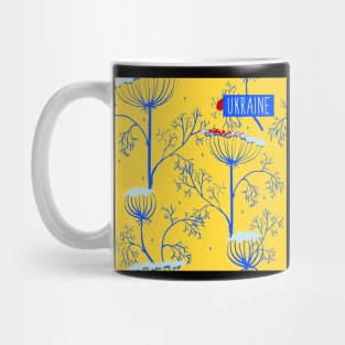 ornament of dill plants in the colors of the Ukrainian national flag Mug